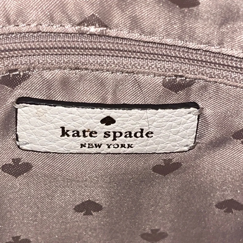 Kate Spade Leila Colorblock Cream and Tan Shoulder Bag Tote 3 Compartment Purse